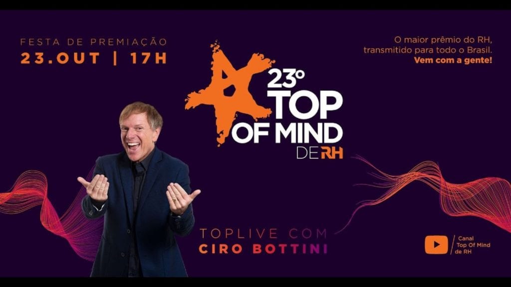 Pela primeira vez, festa Top of Mind de RH acontece online e ao vivo